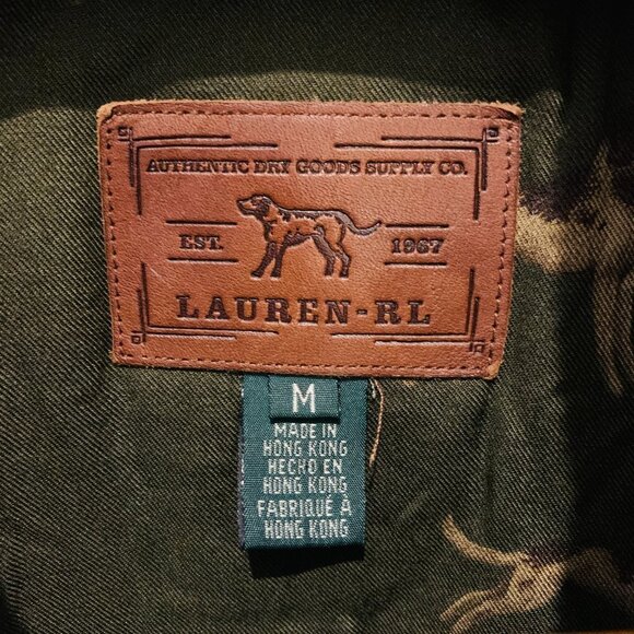 Lauren RL Ralph Lauren Vest Womens Medium Green Hunting Dog Print - Picture 3 of 12
